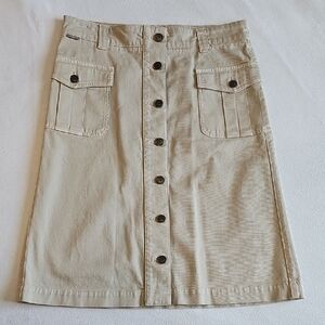 Burberry Elegant Tan Button-Down A-Line Skirt
